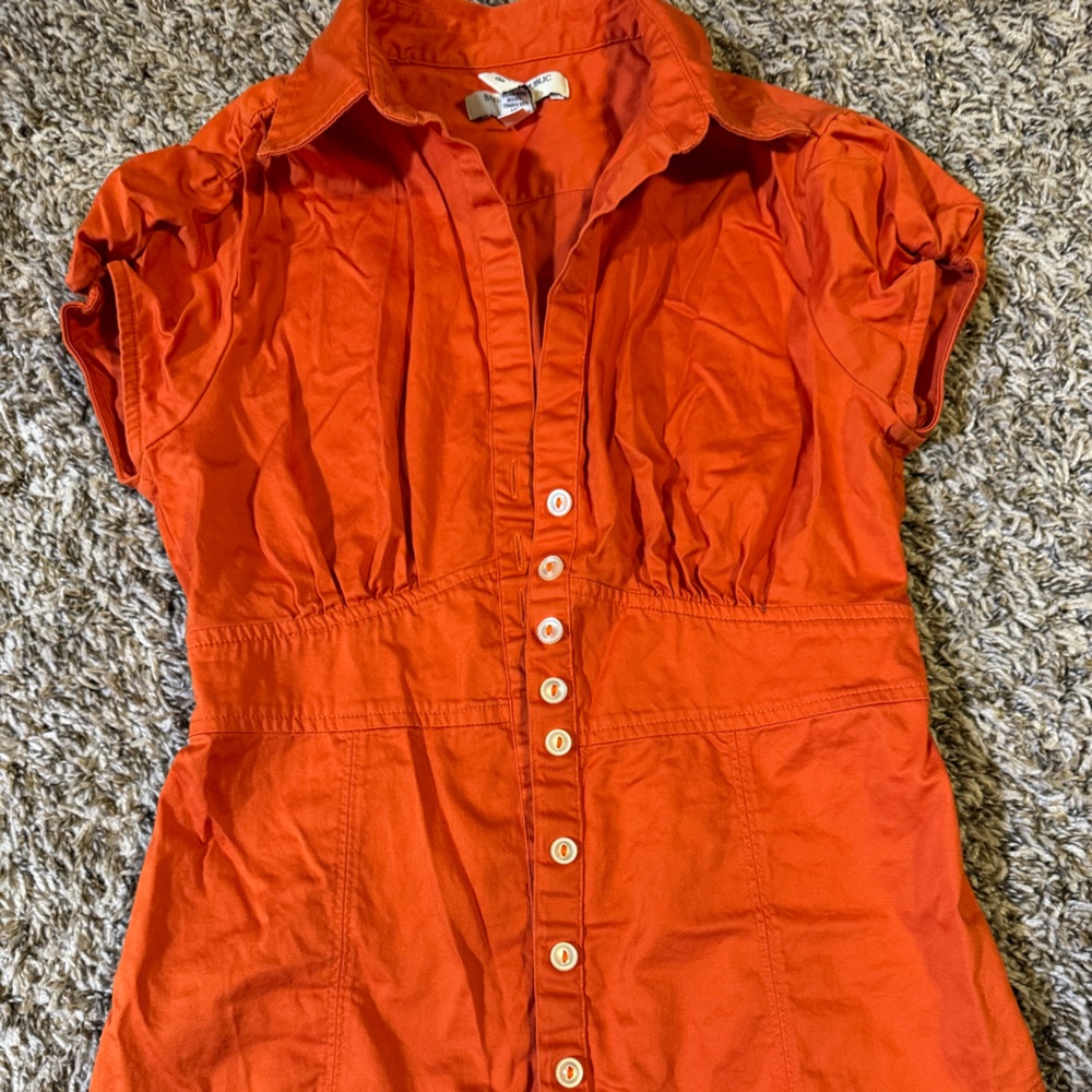Women's Orange Button-Up Shirt
